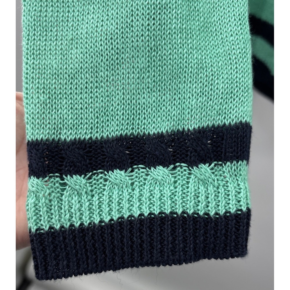Talbots Sweater Womens M Green Black V Neck 100% Linen Knit Pullover Coastal - Picture 5 of 10